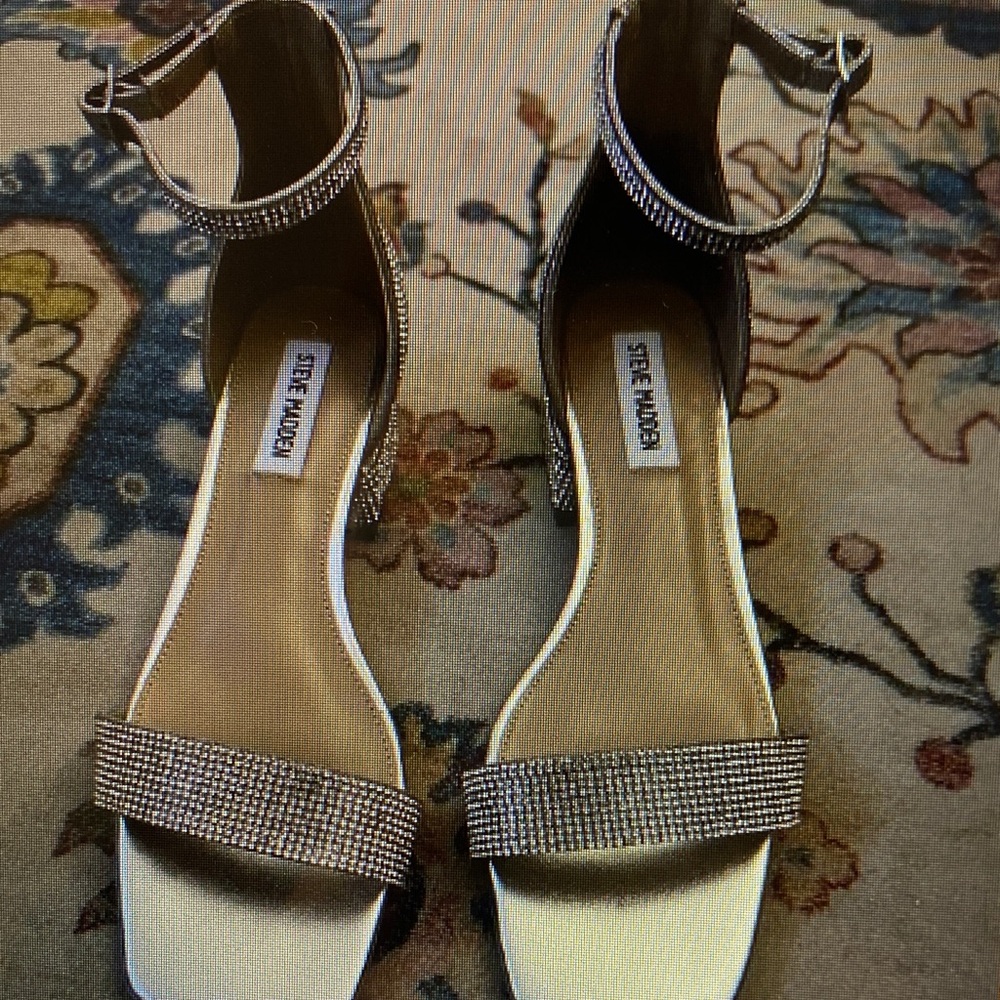 Steve Madden Sparkling Gold and Tan Heels
